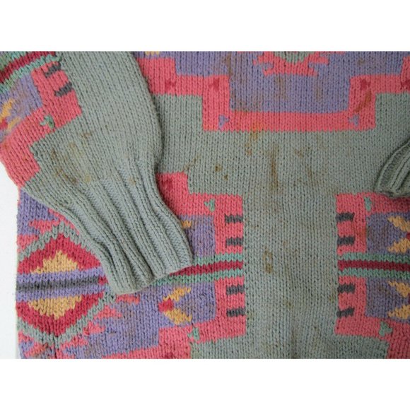 Vintage Ralph Lauren Polo Country Cotton Hand Knitted Aztec Southwest Sweater S - Picture 5 of 9